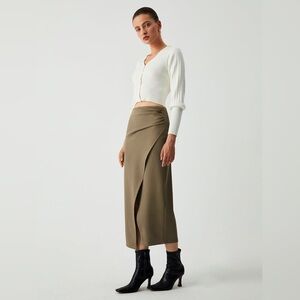 Maple Wrap Slit Midi Skirt - Commense
